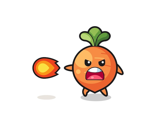 La simpatica mascotte della carota sta sparando potenza di fuoco