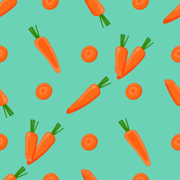 Cute carrot seamless pattern flat vector illustration