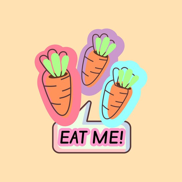 Cute carrot vector healthy carrots with a text box eat me