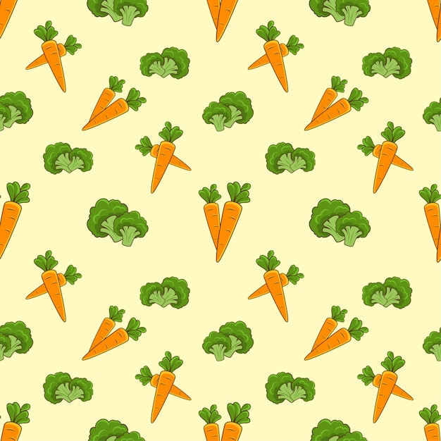 Cute carrot vegetable seamless pattern set