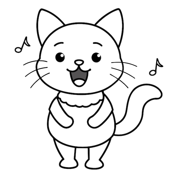 cute carton cat vector coloring book illustration 7