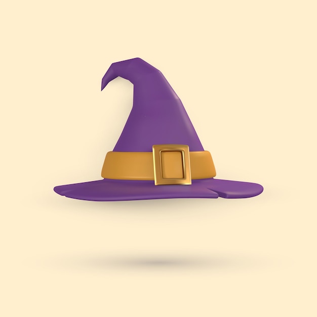 Cute cartoon 3d halloween hat Witch hat Halloween concept Vector illustration