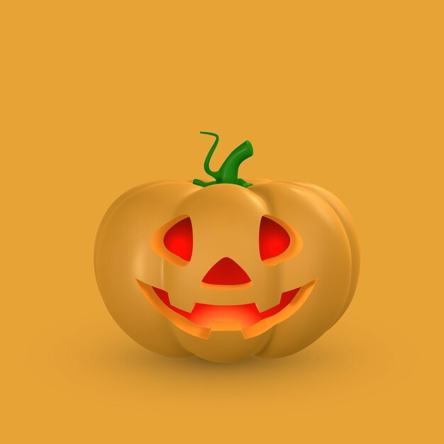 Cute cartoon 3d halloween pumpkin with scary face halloween concept vector illustration