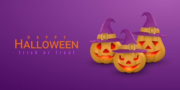 Cute cartoon 3d halloween pumpkin with scary face halloween concept vector illustration