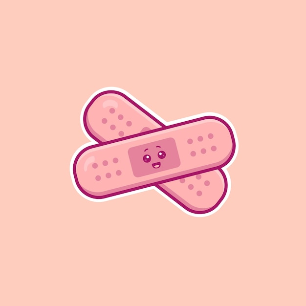 Cute cartoon adhesive plaster in vector illustration. Isolated object vector. Flat cartoon style