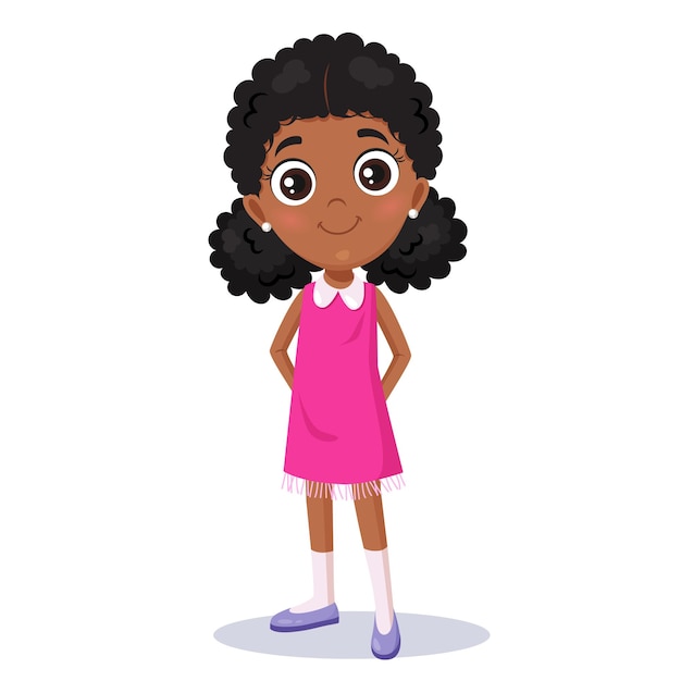 Vector cute cartoon african girl character
