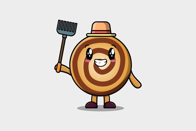 Cute cartoon Agricultural worker Cookies with pitchfork vector image cute modern style design