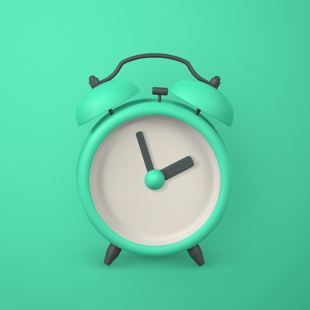 Vector cute cartoon alarm clock 3d realistic table clock with shaddow vector illustration