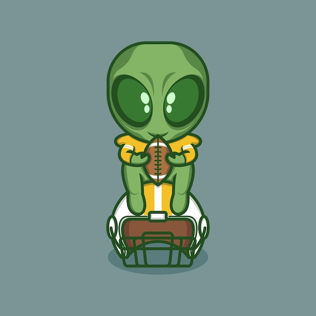 cute cartoon alien being a football player