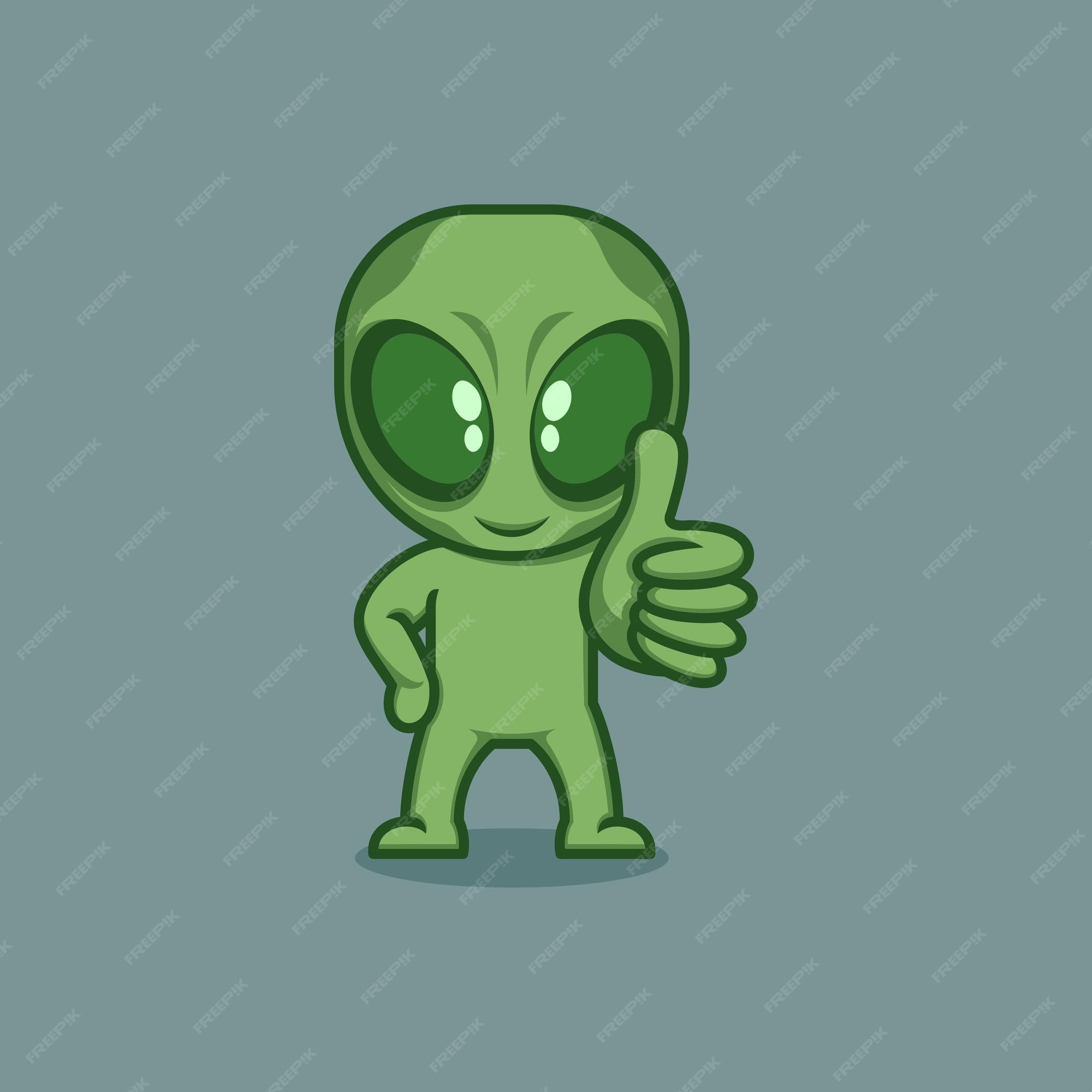 Download HD Little Green Alien Two Thumbs Up - Cute Alien Cartoon  Transparent PNG Image 