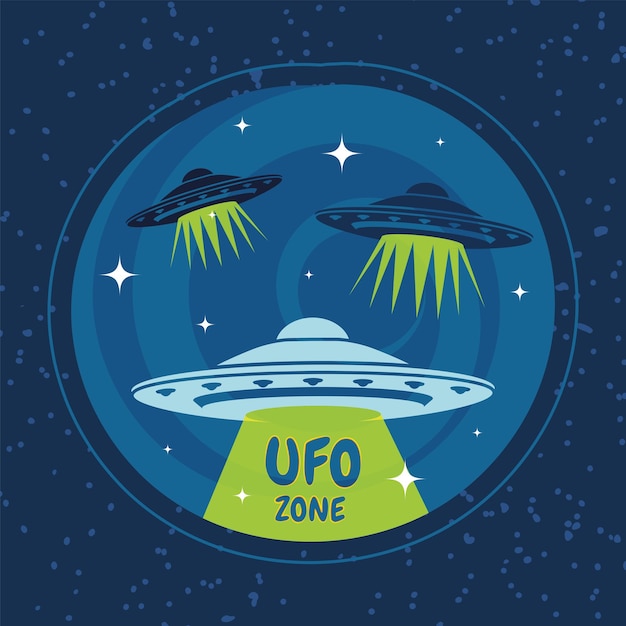 Vector cute cartoon alien ufo sticker vector