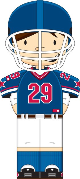 Cute Cartoon American Football Player Sport and Leisure Illustration