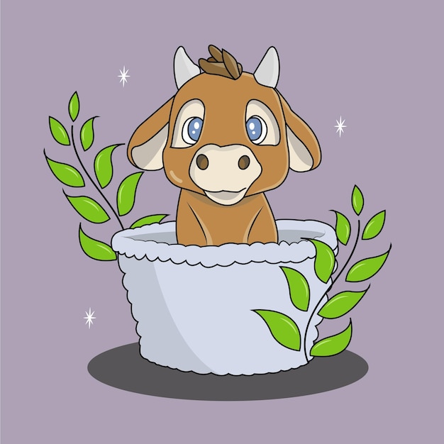 Vettore mucca animale simpatico cartone animato