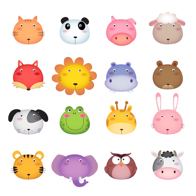 かわいい漫画の動物の頭