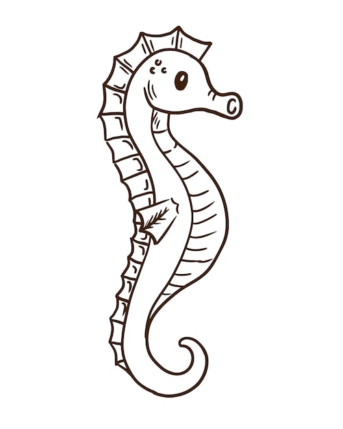 Vector cute cartoon animals concept hand drawn sea horse