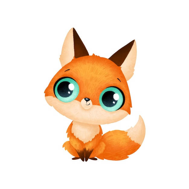 Cute cartoon animals. fox isolated