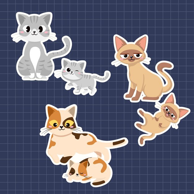 Cute cartoon animals Set of stickers for your design Vector illustration