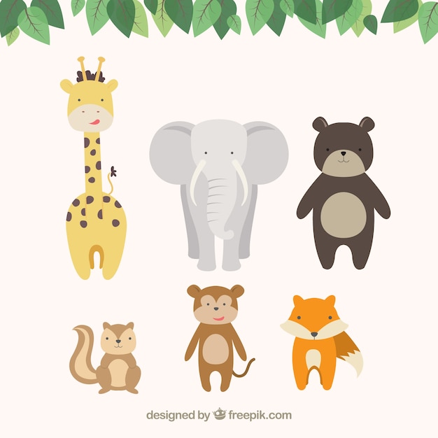 Vector cute cartoon animals