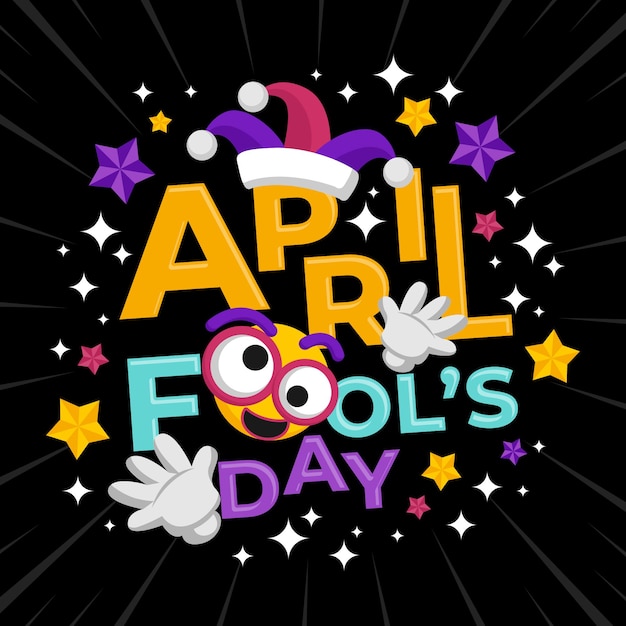 Cute Cartoon April Fools Day Typography Illustration