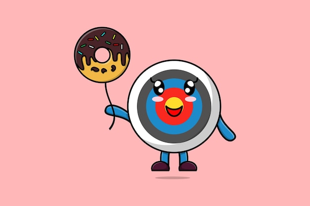 Cute cartoon Archery target floating with donuts
