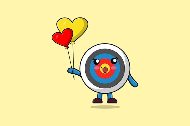 Cute cartoon Archery target floating with love