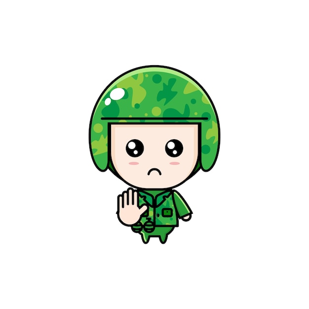 Simpatico cartone animato chibi dell'esercito