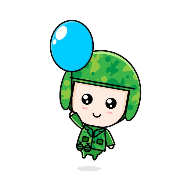 Simpatico cartone animato chibi dell'esercito