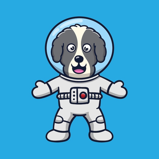 cute cartoon astronaut dog vector illustration