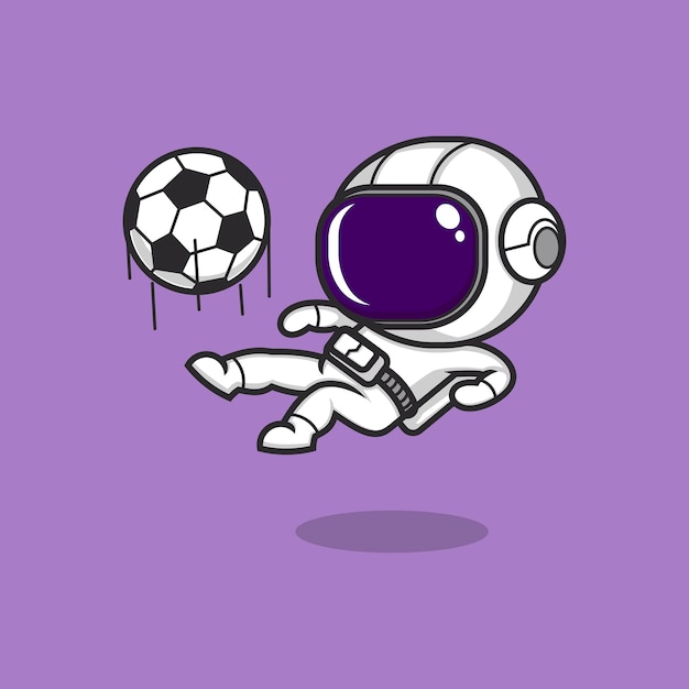 cute cartoon astronaut playing football