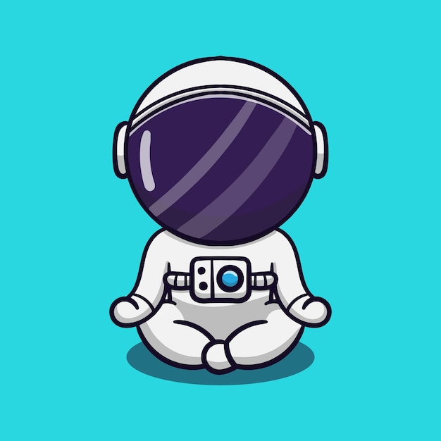 cute cartoon astronaut sitting relax vector illustration