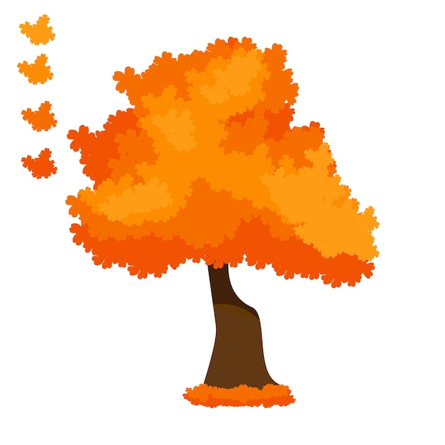 Cute cartoon autumn fall trees collection Vector