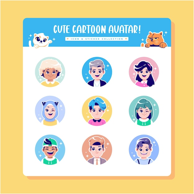 cute cartoon avatar collection design