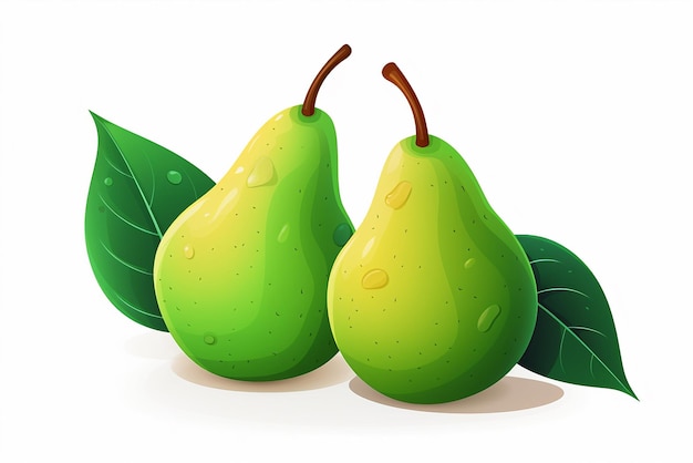 Cute cartoon avocado digital illustration flat design pear with face cute