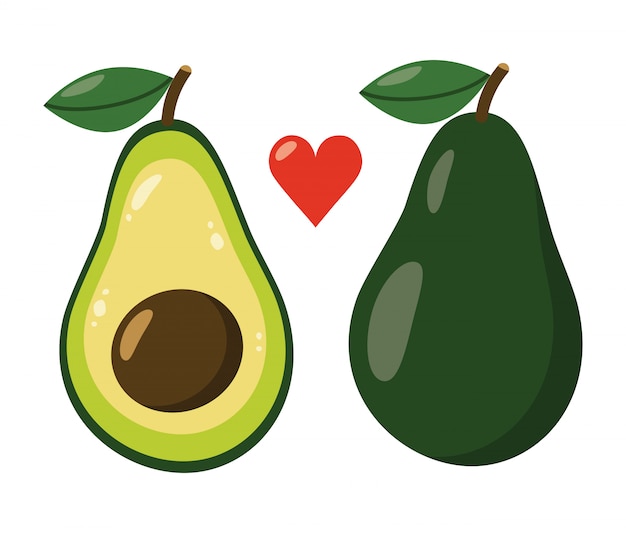 Cute cartoon avocado isolated.