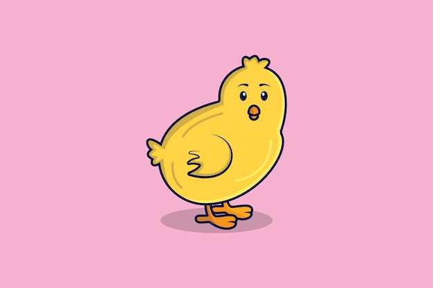 Cute cartoon baby chicken vector illustration Animal nature icon concept