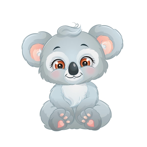 Cute cartoon baby koala bear australian animal vector illustration