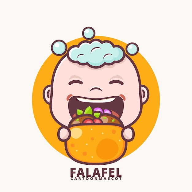 cute cartoon baby with falafel