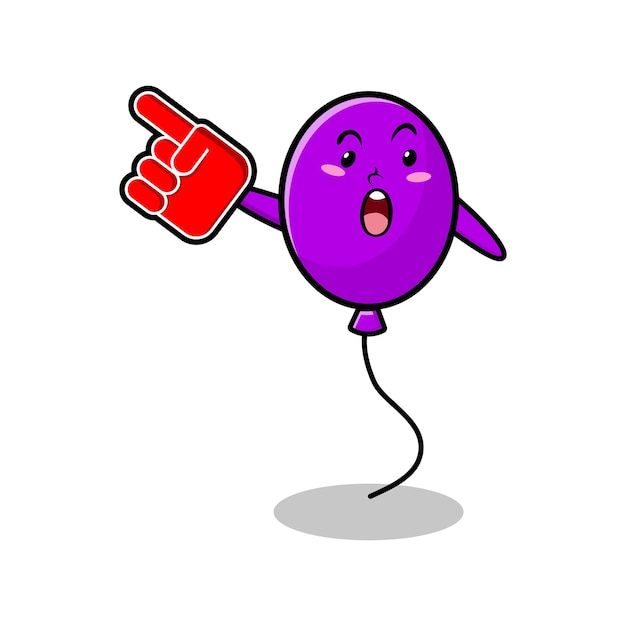 cute cartoon balloon with foam finger glove in modern design for tshirt sticker logo element