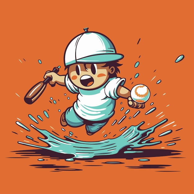 Vector cute cartoon baseball player vector illustration of a baseball player