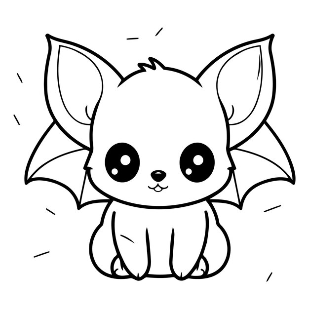 Vector cute cartoon bat isolated on a white background