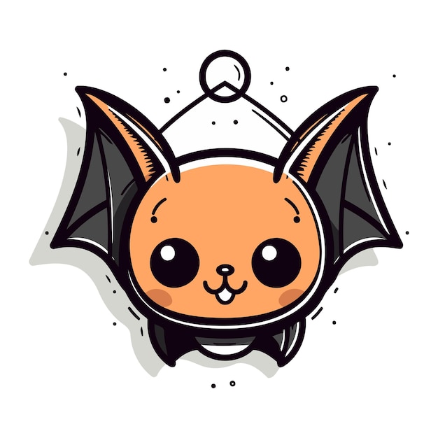 Vector cute cartoon bat vector illustration isolated on a white background