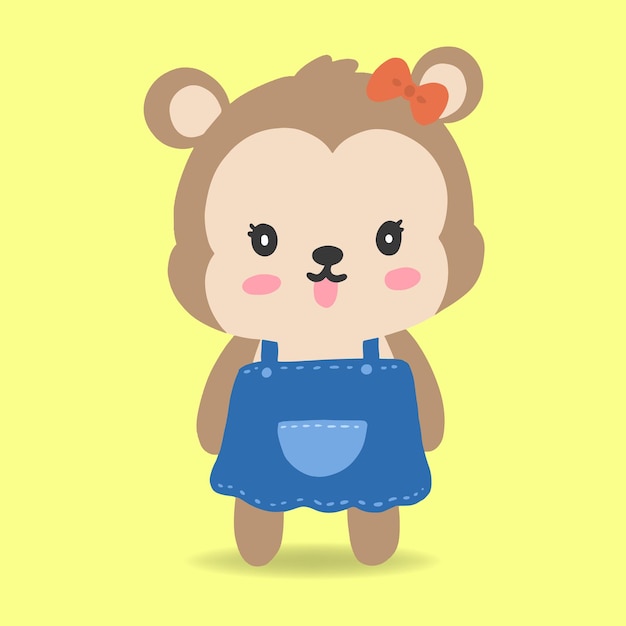 布を身に着けているかわいい漫画のクマのキャラクター