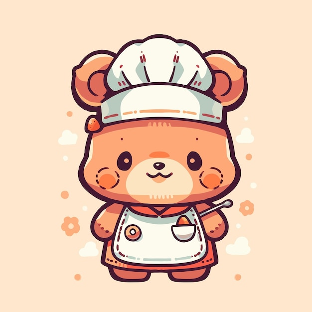 Cute cartoon bear in a chef hat