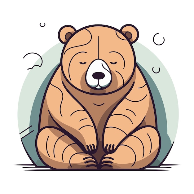 Vector cute cartoon bear sitting on the ground vector illustration of a bear