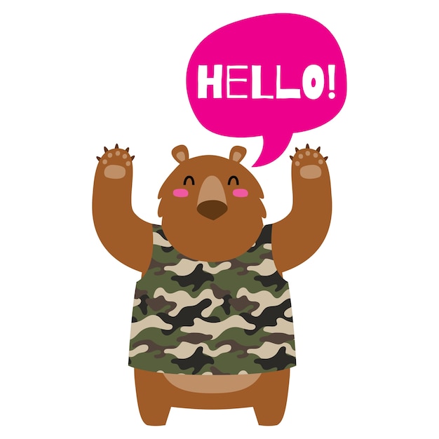 Vector cute cartoon bear with tagline for children t-shirt design