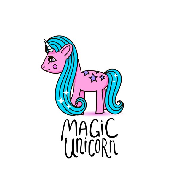 Вектор Милый мультфильм красивый волшебный пони принцесса персонаж вектор