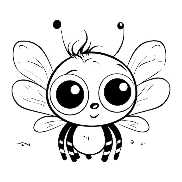 Cute cartoon bee Coloring book for children Vector illustration