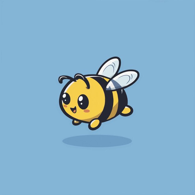 Vector cute cartoon bee flying in a simple flat vector illustration style