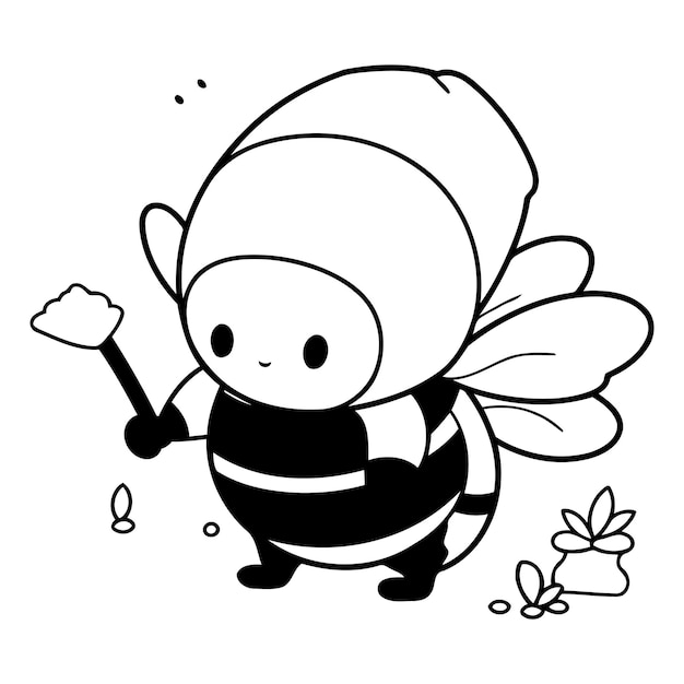 Вектор Милая мультфильмная пчела с медоносным ковчегом