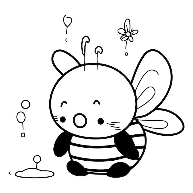 Cute cartoon bee isolated on a white background